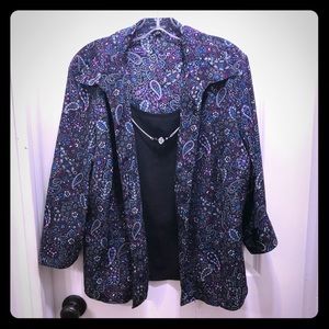 Layered blouse with necklace NWOT